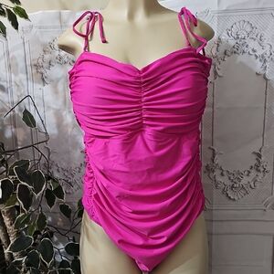 J. Crew Reimagined NWT Pink One Piece Ruched Swimsuit 24